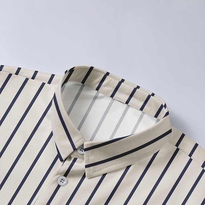 Men's Long Sleeve Striped Polo Shirt