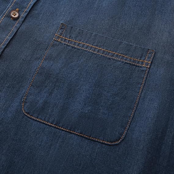 Men's Long Sleeve Denim Shirt – Slim Fit Cotton Casual Button-Down