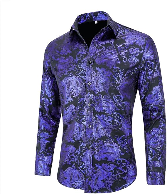 Men's Jacquard Long Sleeve Shirt - Paisley Pattern