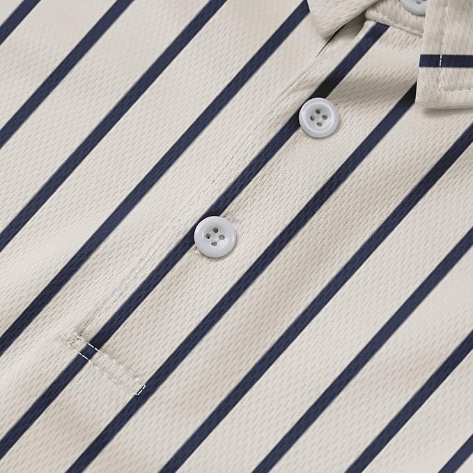Men's Long Sleeve Striped Polo Shirt