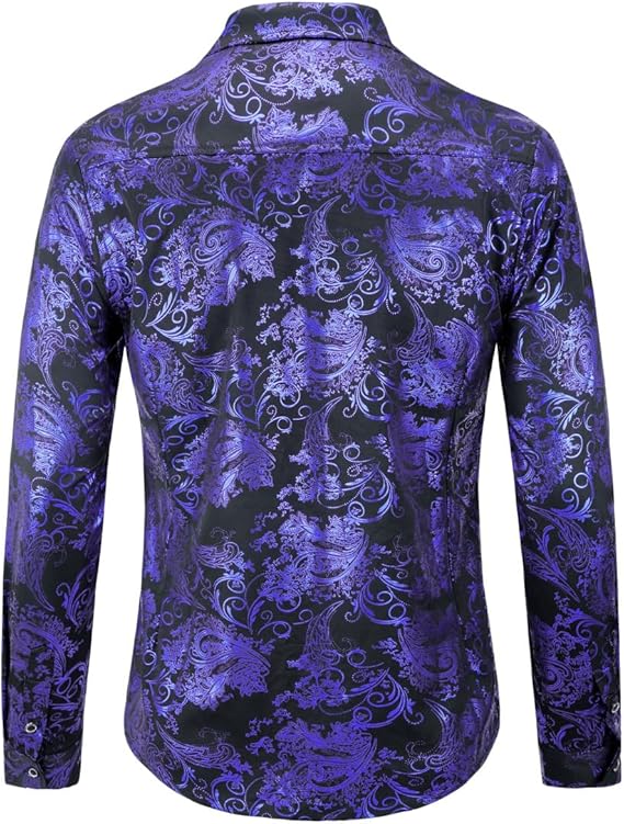 Men's Jacquard Long Sleeve Shirt - Paisley Pattern
