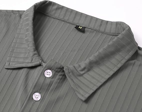 Men's Short Sleeve Polo Shirt with Button Placket
