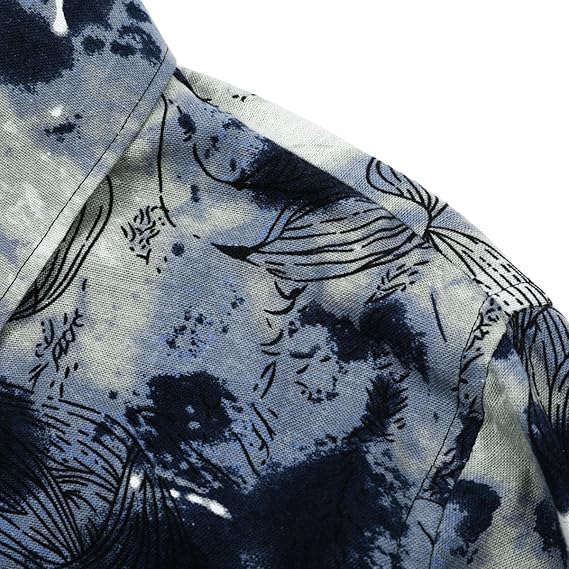 Men's Long Sleeve Paisley Print Linen Shirt