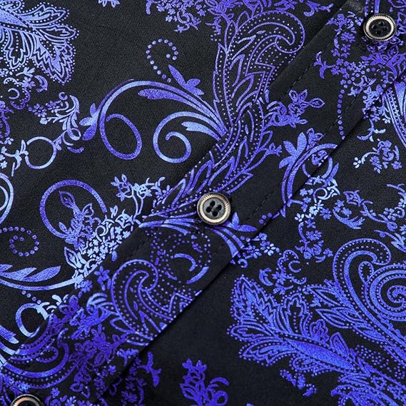 Men's Jacquard Long Sleeve Shirt - Paisley Pattern