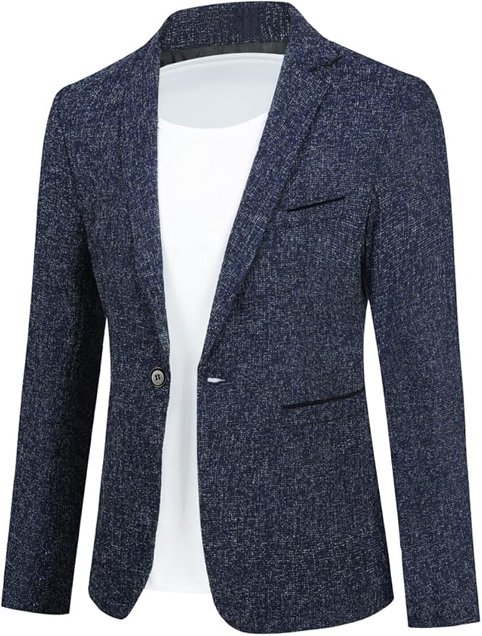 Allthemen Men's Jacket Sporty Cotton Blazer Slim Fit Modern Jacket Casual Suit Jacket for Men