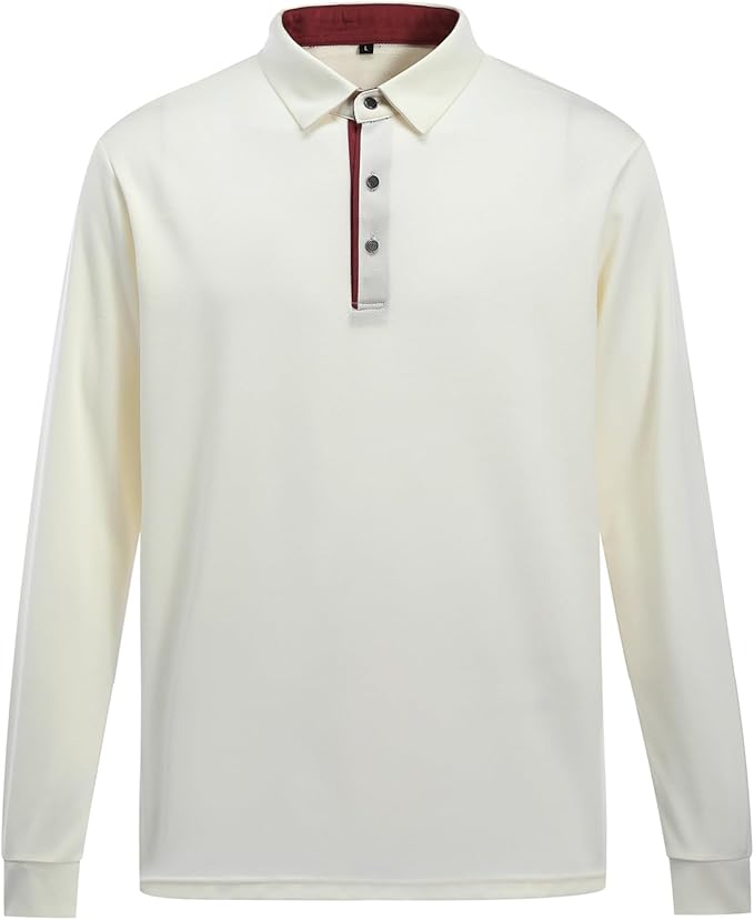 Men's Long Sleeve Polo Shirt with Contrast Collar