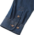 Men's Long Sleeve Denim Shirt – Slim Fit Cotton Casual Button-Down
