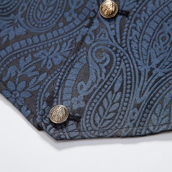 Men's Gothic Steampunk Suit Vest – Western Waistcoat with Paisley Print
