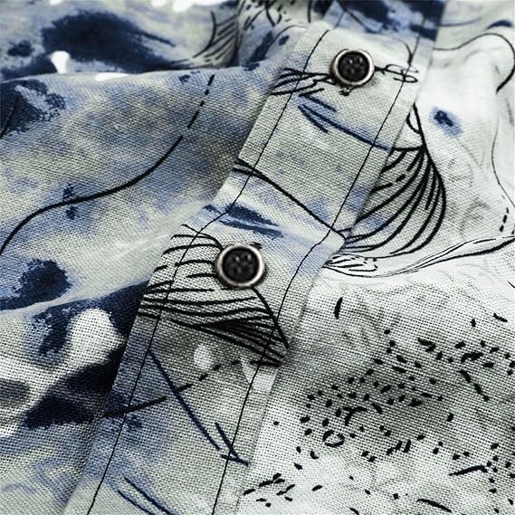 Men's Long Sleeve Paisley Print Linen Shirt