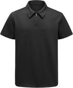 Men's Short Sleeve Polo Shirt with Zip Collar