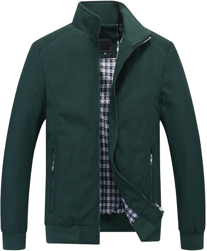 Men's Bomber Jacket with Stand-Up Collar