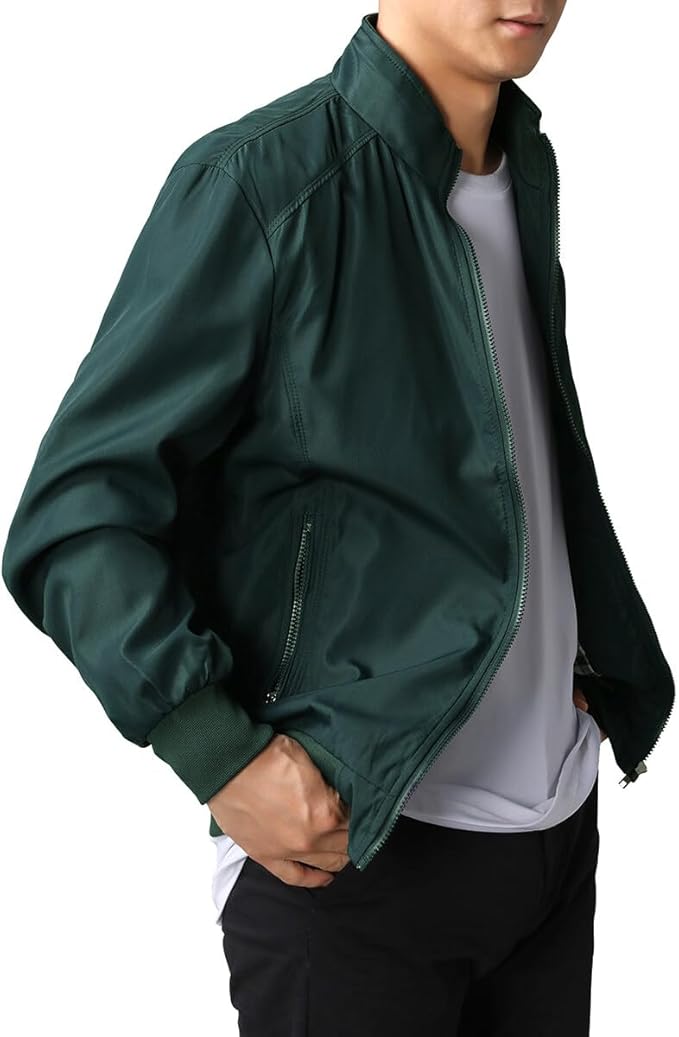 Men's Bomber Jacket with Stand-Up Collar
