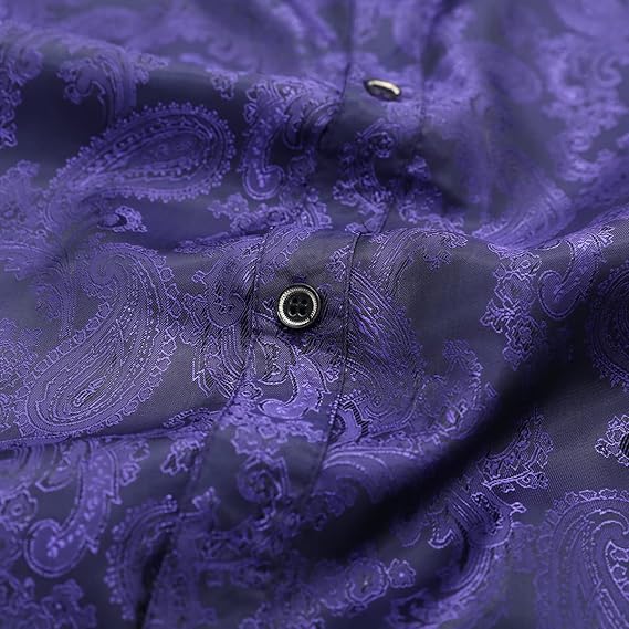 Men's Paisley Long Sleeve Embroidered Shirt