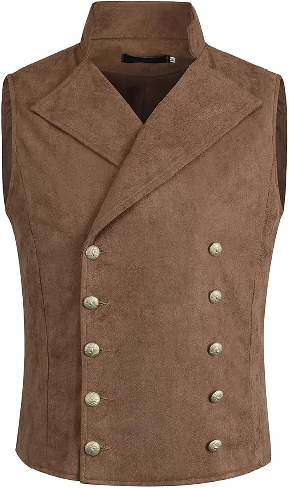 Men's Faux Leather Stand-Up Collar Vest