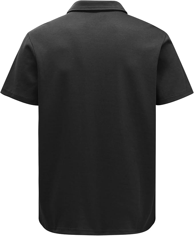 Men's Short Sleeve Polo Shirt with Zip Collar