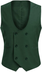 Men's Double Breasted Suit Vest with Scoop Neck