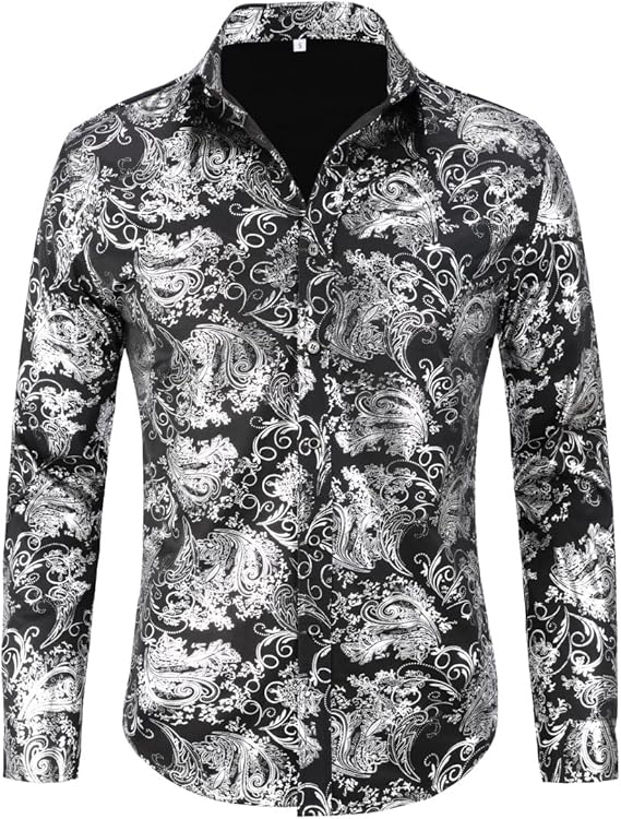 Men's Jacquard Long Sleeve Shirt - Paisley Pattern