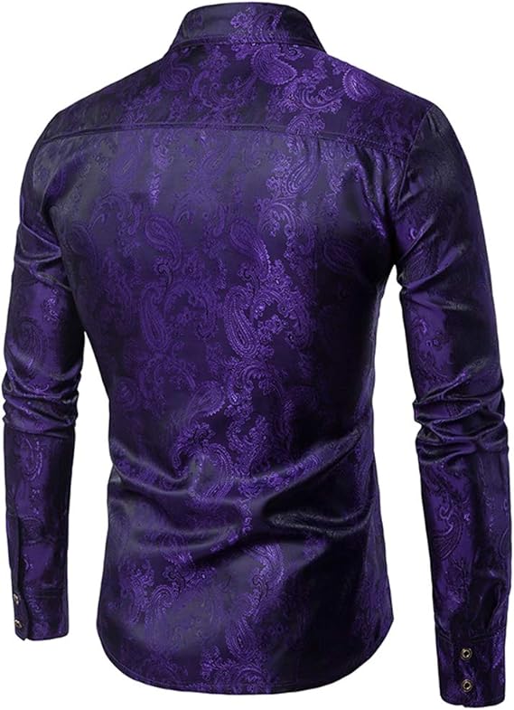 Men's Paisley Long Sleeve Embroidered Shirt