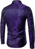 Men's Paisley Long Sleeve Embroidered Shirt