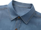 Men's Long Sleeve Denim Shirt – Slim Fit Cotton Casual Button-Down