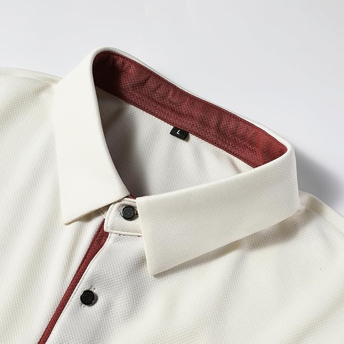 Men's Long Sleeve Polo Shirt with Contrast Collar