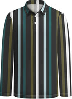 Men's Long Sleeve Striped Polo Shirt