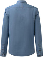 Men's Long Sleeve Denim Shirt – Slim Fit Cotton Casual Button-Down