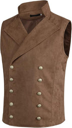 Men's Faux Leather Stand-Up Collar Vest