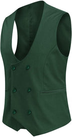 Men's Double Breasted Suit Vest with Scoop Neck