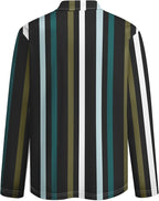 Men's Long Sleeve Striped Polo Shirt