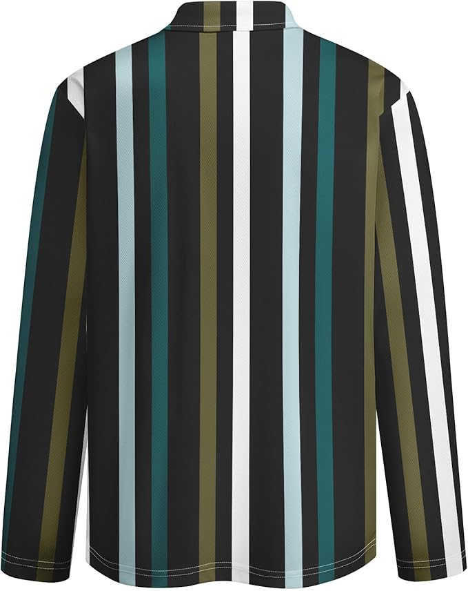 Men's Long Sleeve Striped Polo Shirt