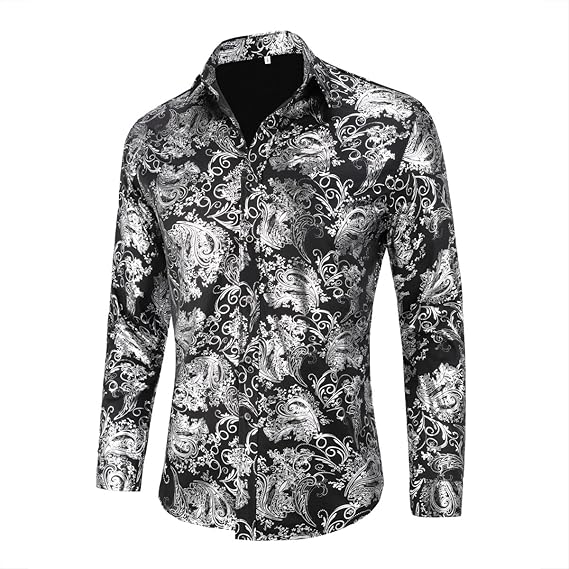 Men's Jacquard Long Sleeve Shirt - Paisley Pattern