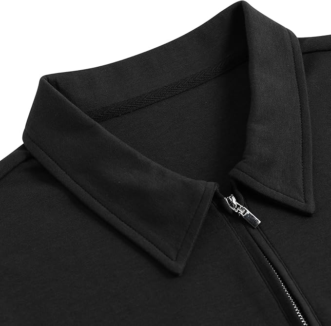 Men's Short Sleeve Polo Shirt with Zip Collar