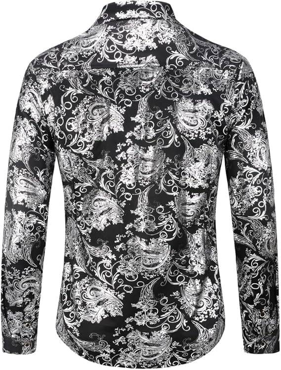 Men's Jacquard Long Sleeve Shirt - Paisley Pattern