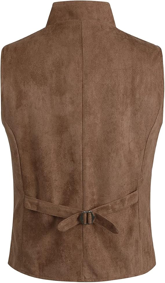 Men's Faux Leather Stand-Up Collar Vest