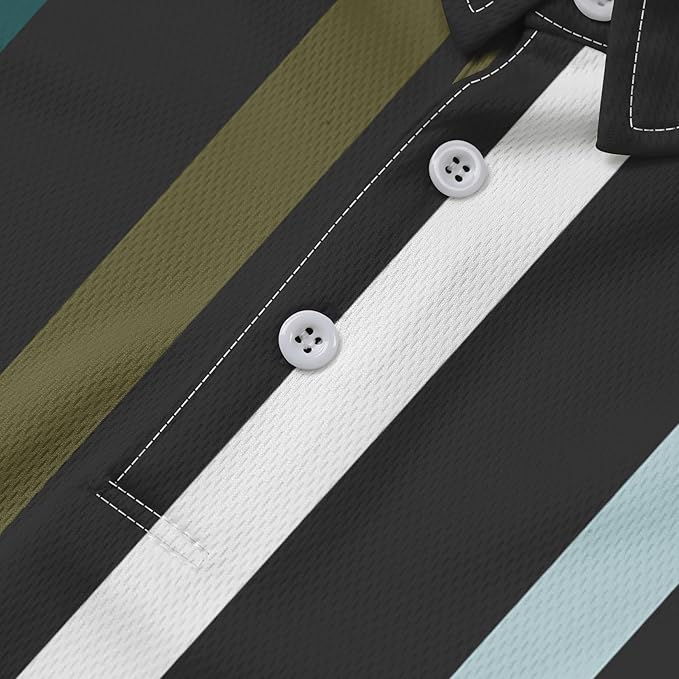 Men's Long Sleeve Striped Polo Shirt