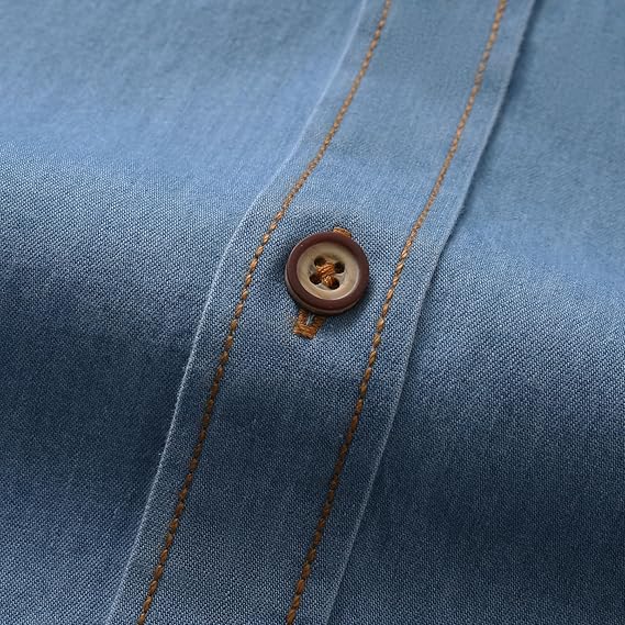 Men's Long Sleeve Denim Shirt – Slim Fit Cotton Casual Button-Down