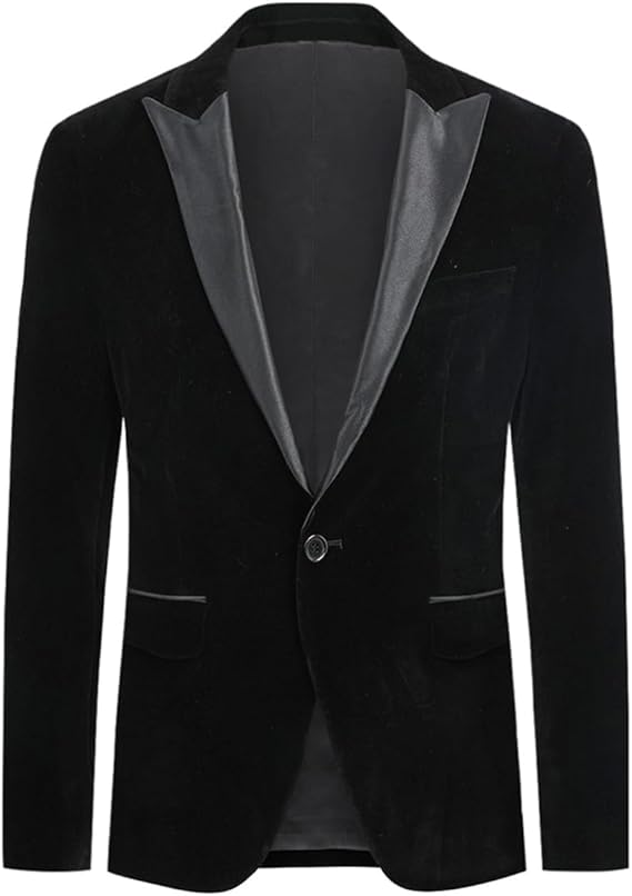 Men's Velvet Blazer Regular Fit Tuxedo Jacket