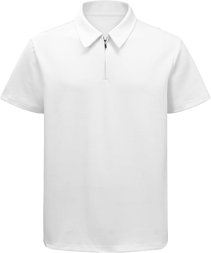 Men's Short Sleeve Polo Shirt with Zip Collar