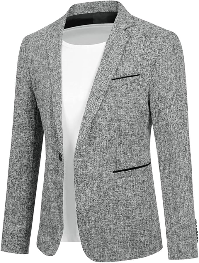 Allthemen Men's Jacket Sporty Cotton Blazer Slim Fit Modern Jacket Casual Suit Jacket for Men
