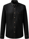 Men's Long Sleeve Denim Shirt – Slim Fit Cotton Casual Button-Down