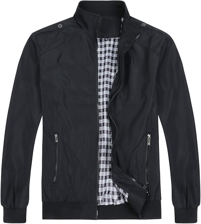 Men's Bomber Jacket with Stand-Up Collar