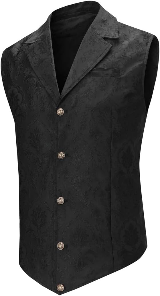Men's Gothic Steampunk Suit Vest – Western Waistcoat with Paisley Print