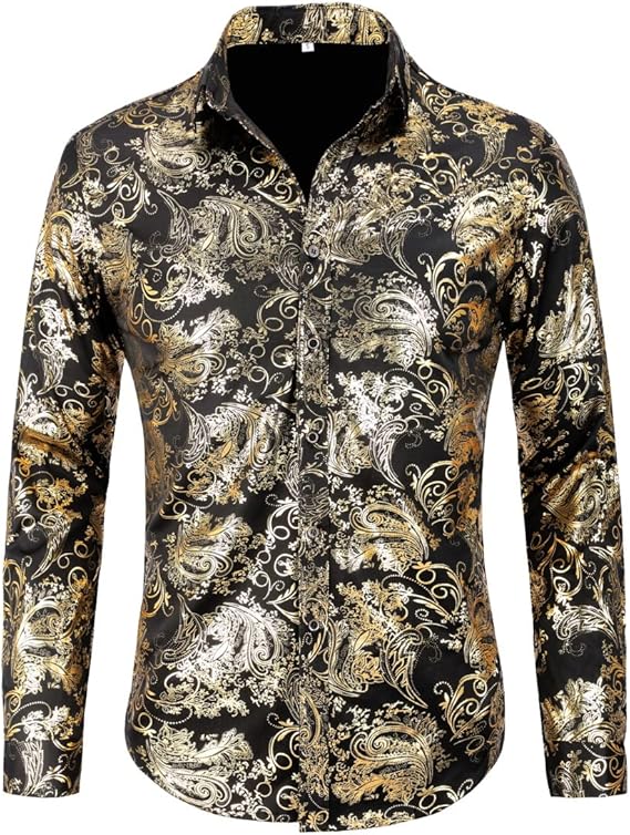 Men's Jacquard Long Sleeve Shirt - Paisley Pattern