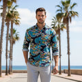Men's Long Sleeve Paisley Print Linen Shirt