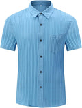Men's Short Sleeve Stretch Shirt with Chest Pocket