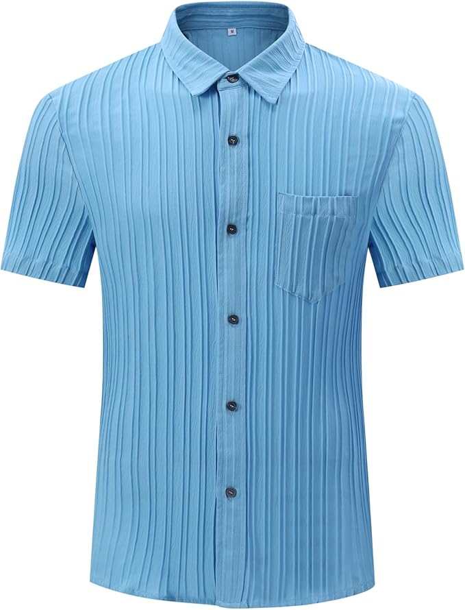 Men's Short Sleeve Stretch Shirt with Chest Pocket