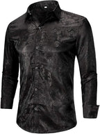 Men's Paisley Long Sleeve Embroidered Shirt