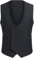 Men's Double Breasted Suit Vest with Scoop Neck