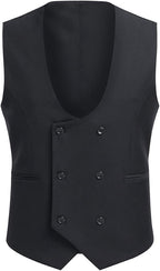 Men's Double Breasted Suit Vest with Scoop Neck